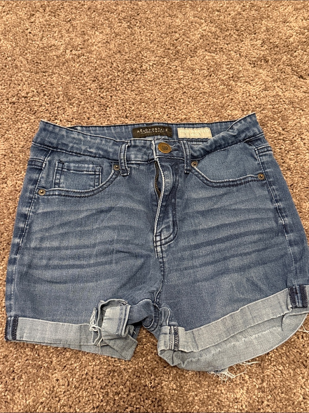 Aeropostale Women's Medium Blue Denim Roll-Cuff Shorts